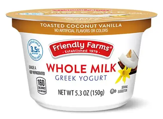Aldi Friendly Farms Whole Milk Toasted Coconut Vanilla Greek Yogurt