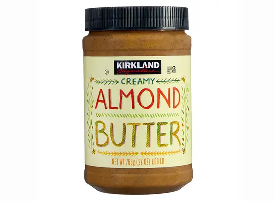 A jar of Kirkland Signature almond butter