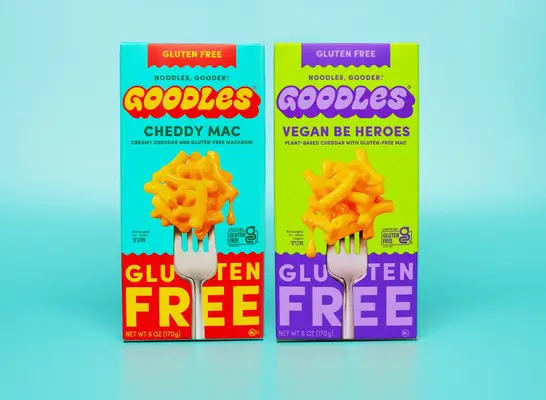 goodles gluten-free cheddar mac & vegan be heroes