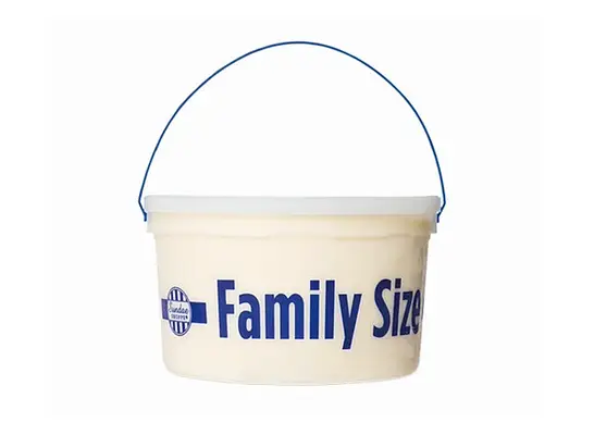 a pail of ice cream.