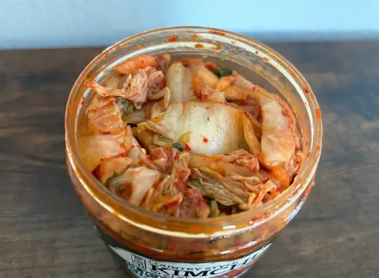 open jar of tobagi country style kimchi