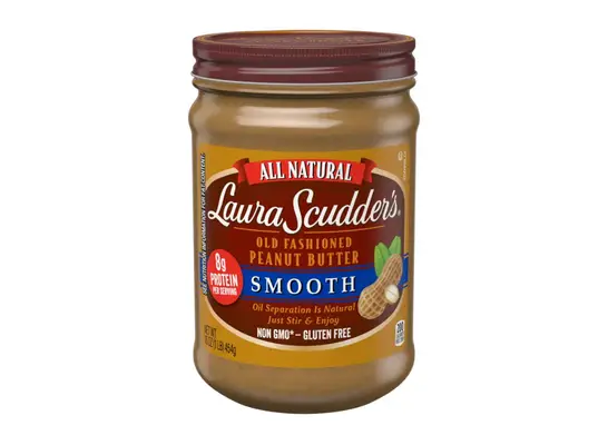 jar of peanut butter on a white background