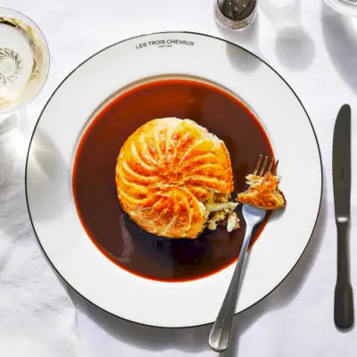 Pithiviers de cangrejo con frangipane de vieiras