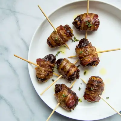 Tâmaras embrulhadas em bacon