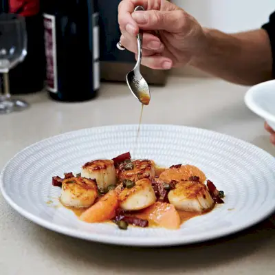 Vieiras com Toranja e Bacon