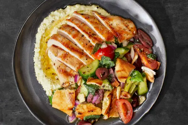 Rezept für gegrillte Hähnchenbrust mit Bananen-Pfeffer-Dip
