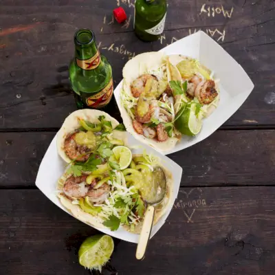 Krevetové tacos s tomatillo salsou