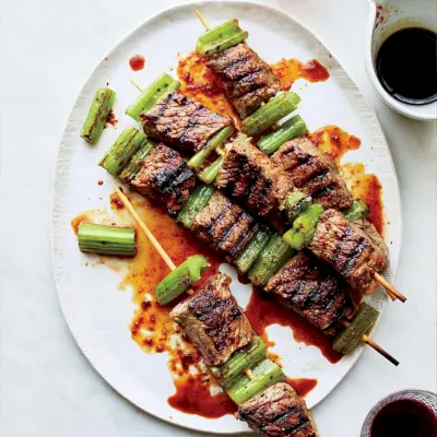 Rindfleisch-Sellerie-Yakitori
