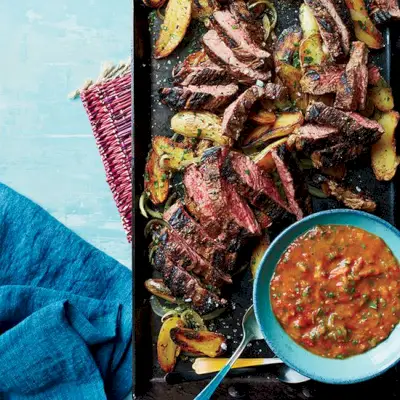 Fraldinha com Chimichurri de Tomate Assado e Batata