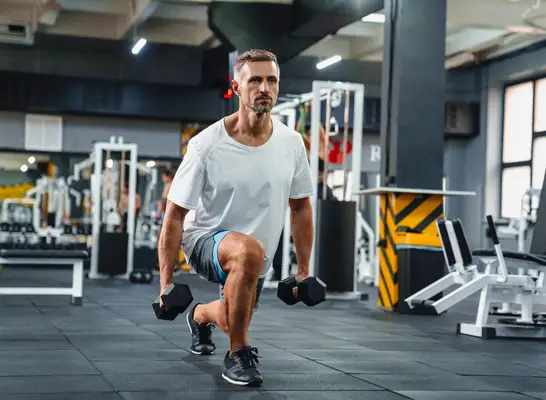 man performing dumbbell split squats