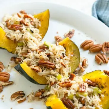 Vegetarisch gefüllter Eichelkürbis, Instant Pot Eichelkürbis