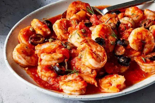 토마토 소스에 마늘 새우
