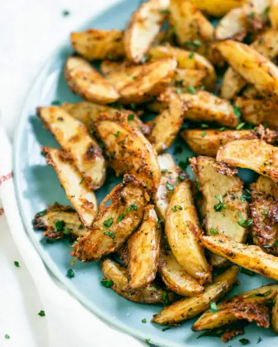 Fatias de batata parmesão