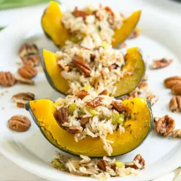 Vegetarisch gefüllter Eichelkürbis, Instant Pot Eichelkürbis