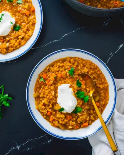 Sopa de lentilha vermelha