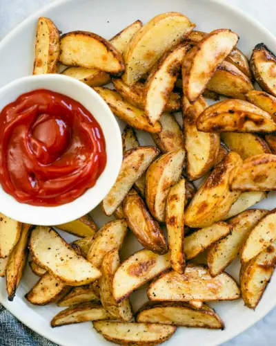 Fatias de batata assada