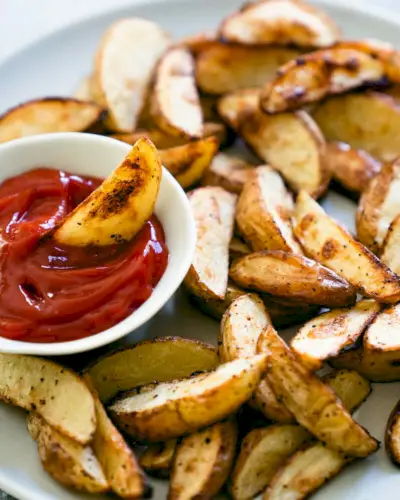 Fatias de batata assada