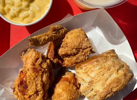 Fried chicken from the Jerk Shack on a plate
