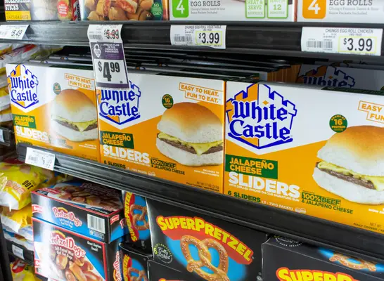 white castle frozen sliders at the grocery store