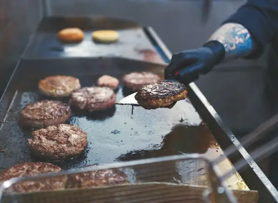 cooking burger restaurant