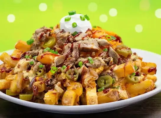 A plate of Loaded Blarney Pub Fries at Bennigan