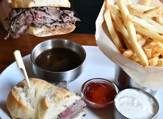 Panera steak & white cheddar panini on french baguette
