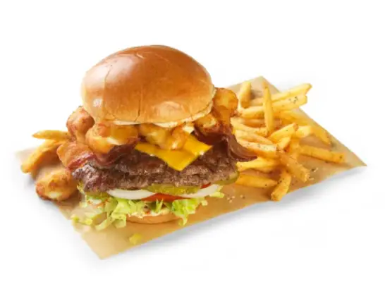 Buffalo Wild Wings Cheese Curd Bacon Burger