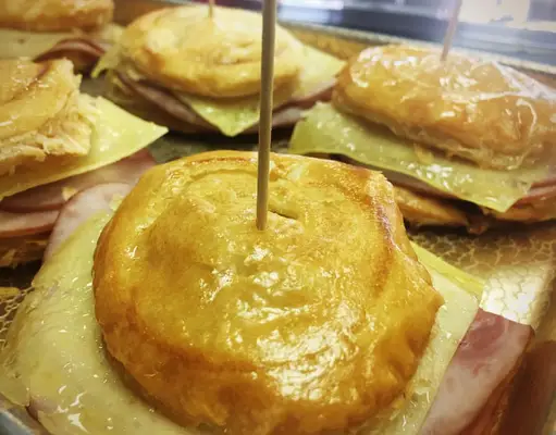 Ham and cheese stuffed into a meat pastry, aka