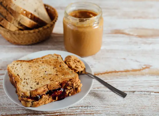 healthy PB&J sandwich