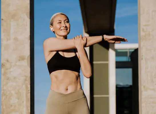 fitness woman stretching, concept of predict how long you