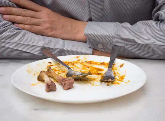 Man finished eating dinner clean plate