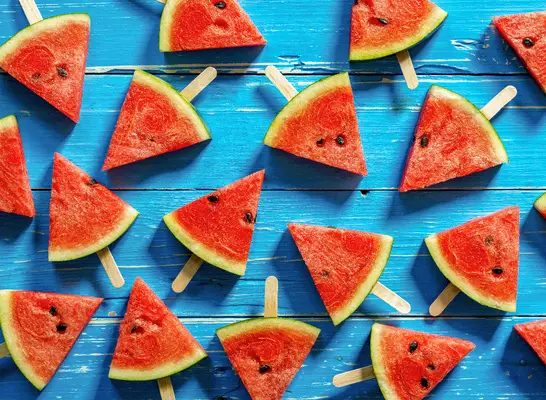 watermelon slices on sticks