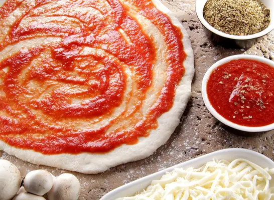 pizza with red sauce