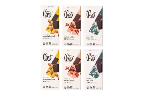 Theo Chocolate Negro Orgánico + Sal Marina Variedad Paquete de 6