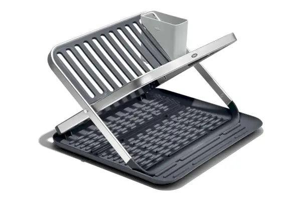Amazon OXO グッドグリップ アルミ折りたたみフラット食器乾燥ラック 2段 すのこ付き キッチンカウンター用 折りたたみ可能