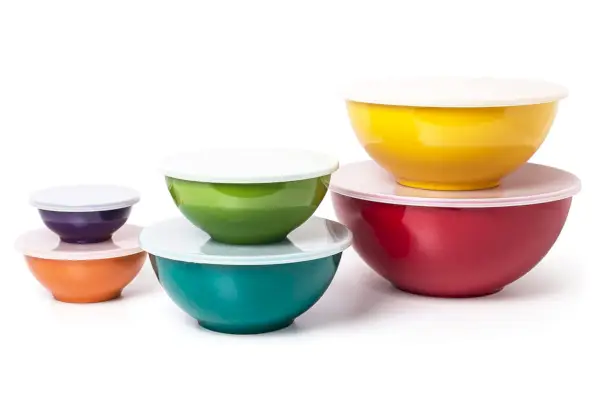 Amazon KOXIN-KARLU Ensemble de 6 bols à mélanger en mélamine avec couvercles, multicolore