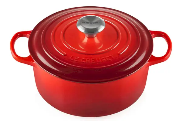 Le Creuset smaltovaná liatinová podpisová okrúhla holandská pec, 7,25 qt., Cerise