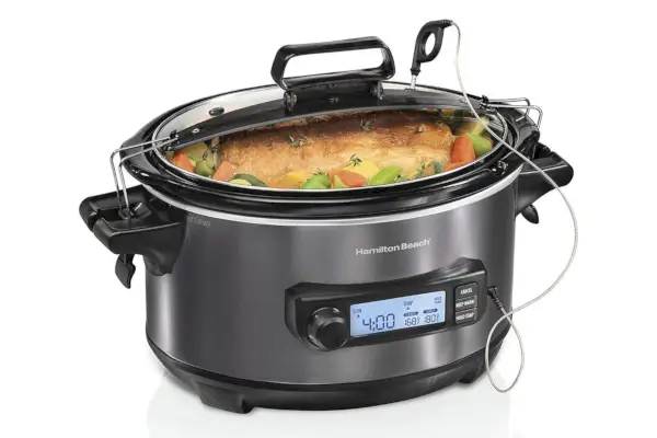 Hamilton Beach Tragbarer 6-Liter-Set & Forget Digital programmierbarer Schongarer mit Deckelverriegelung