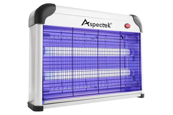 Amazon ASPECTEK Výkonný 20W elektronický zapper proti hmyzu do interiéru, Zapper proti hmyzu, Zapper proti muchám, zabiják komárů pro vnitřní použití Včetně 2 balení náhradních žárovek