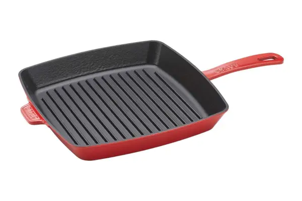 Staub 鋳鉄 12 インチ スクエア グリルパン - チェリー、フランス製