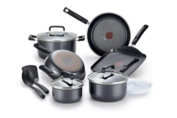 T-fal Signature Antihaft-Kochgeschirr-Set, 12-teilig, Töpfe und Pfannen, spülmaschinenfest, Schwarz