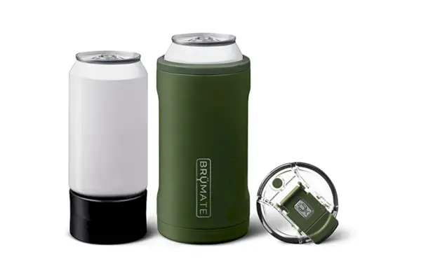 BrüMate Hopsulator Trio 3-in-1 מקרר קופסאות מבודד לפחיות של 12 oz / 16 oz + כוס 100% חסינת דליפה עם מכסה | יכול Coozie מבודד לבירה, סודה ומשקאות אנרגיה (OD Green)