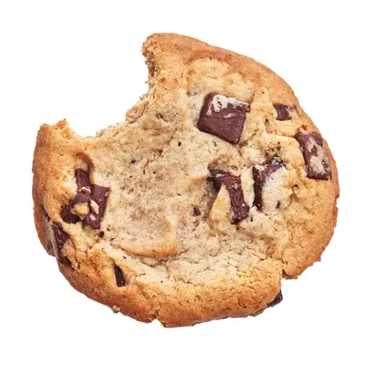 Chocolate chip cookie with bite