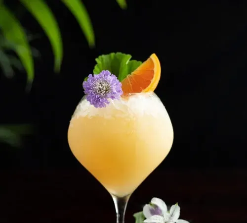 uma bebida tropical com um colar de pérolas.' title=