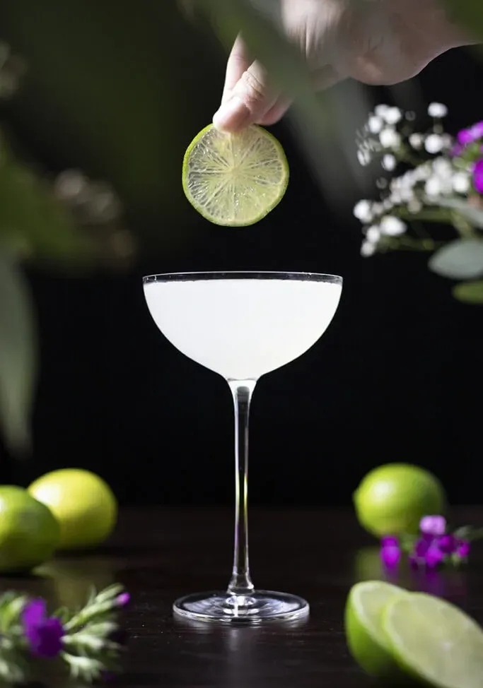 enfeitando um coquetel com uma roda de limão' loading='lazy' title=