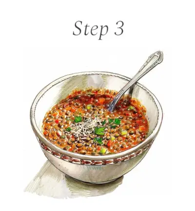 Sopa de Lentilha Passo 3