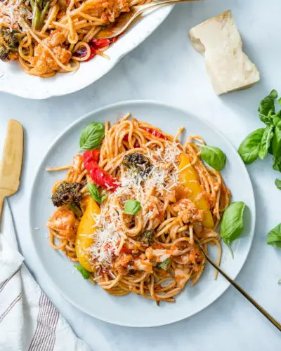 Pâtes aux légumes rôtis