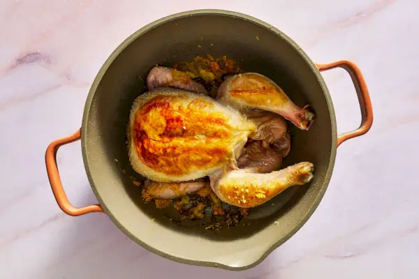 Frango na Panela com Orzo de Limão