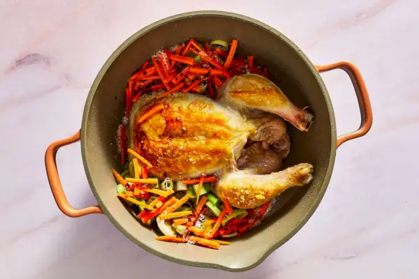 Frango na Panela com Orzo de Limão