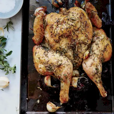 Frango Spatchcock Assado com Ervas